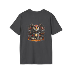 Patriotic Biker Eagle Shirt (Back Print) + Small Front Emblem - 250th Anniversary Motorcycle T-Shirt