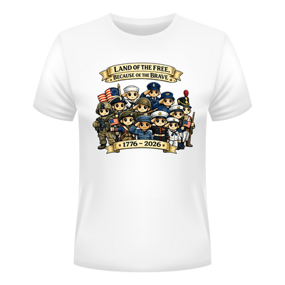 Land of the Free - Adult / Teen 250th Anniversary Patriotic Shirt