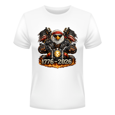 Patriotic Biker Eagle Shirt (Front Print)- 250th Anniversary Motorcycle T-Shirt