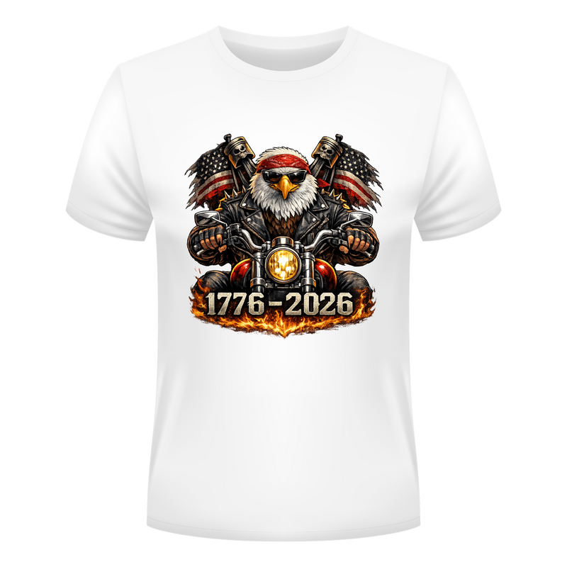 Patriotic Biker Eagle Shirt (Front Print)- 250th Anniversary Motorcycle T-Shirt