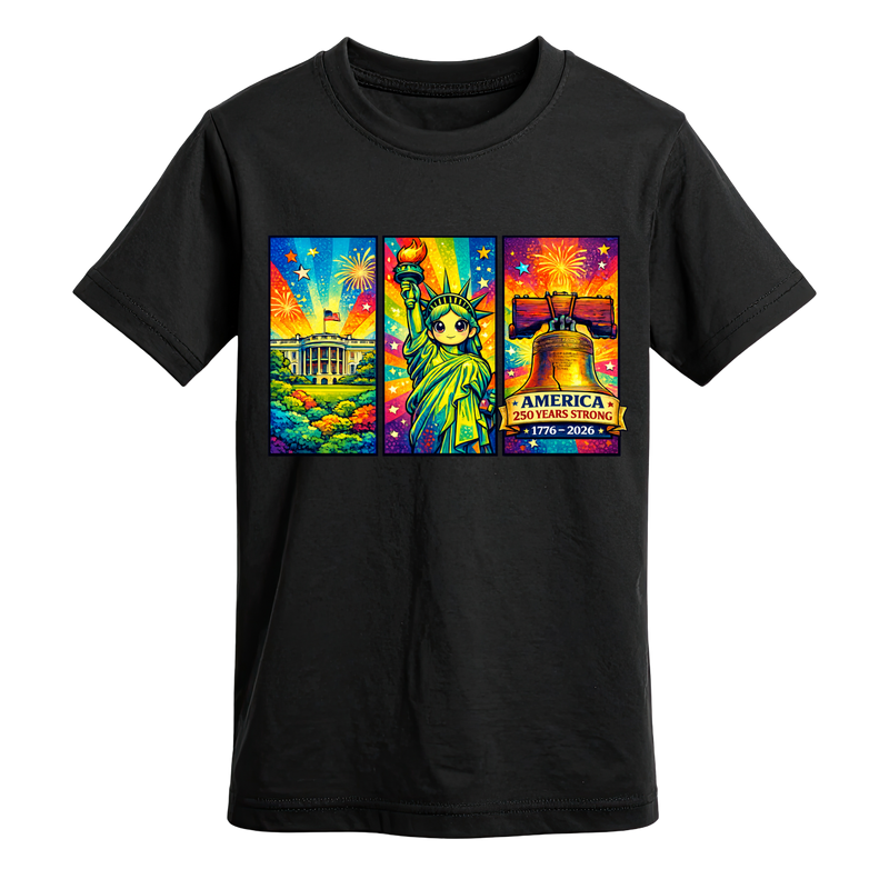 Colorful Americana Art Shirt - America 250 Years Strong Anniversary Shirt