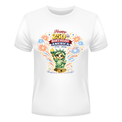 Happy 250th Birthday America - Adult / Teen Patriotic Celebration Shirt